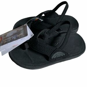 Rainbow Black Toddler NWT Flip Flop Sandals with Heel Strap Size 9/10